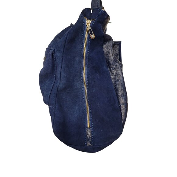 Navy Leather & Suede Tote Bag - Picture 8 of 8